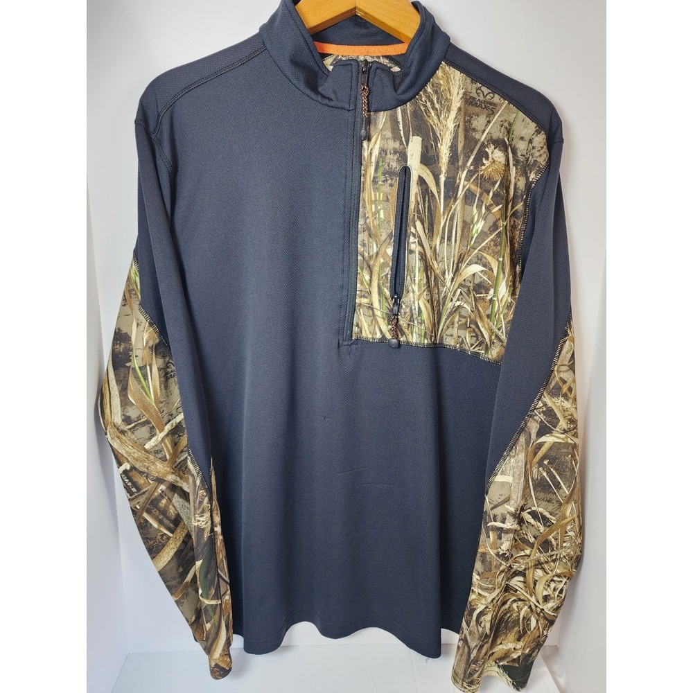 Magellan Outdoors Mens XL Realtree Max-5 Camo 1/4 Zip MagWick Hunting Top